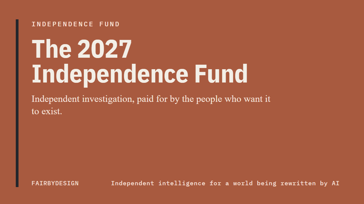 FairByDesign Independence Fund title card: “The 2027 Independence Fund” in cream text on a clay background with a dark bar