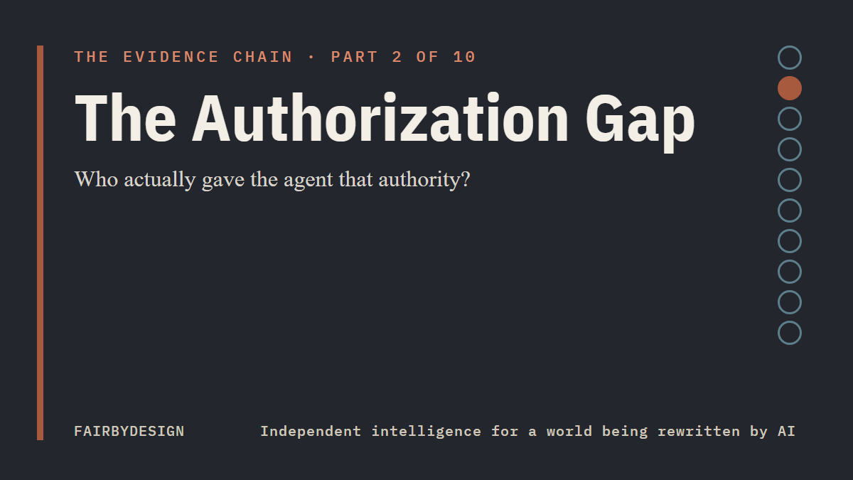The Evidence Chain, Part 2 of 10: The Authorization Gap. FairByDesign