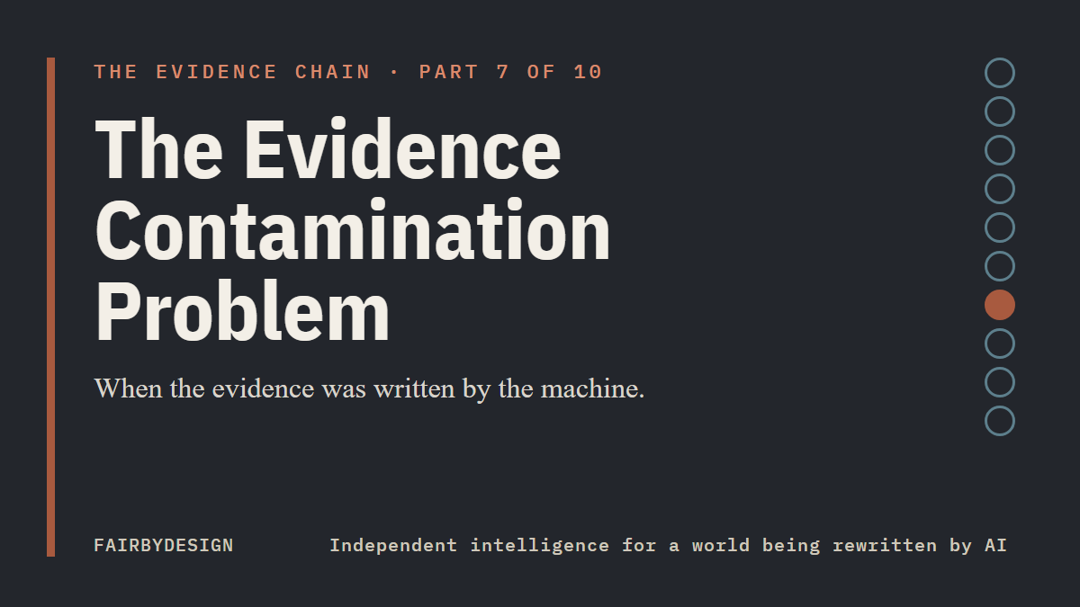 The Evidence Chain, Part 7 of 10: The Evidence Contamination Problem. FairByDesign