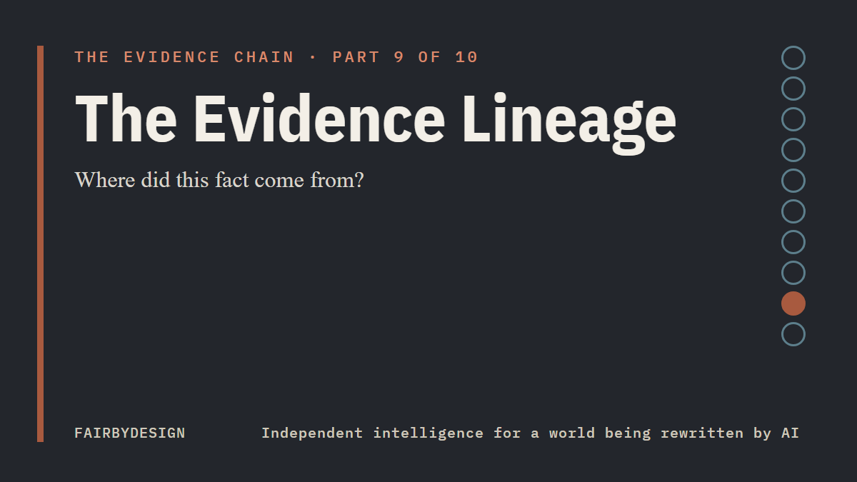 The Evidence Chain, Part 9 of 10: The Evidence Lineage. FairByDesign